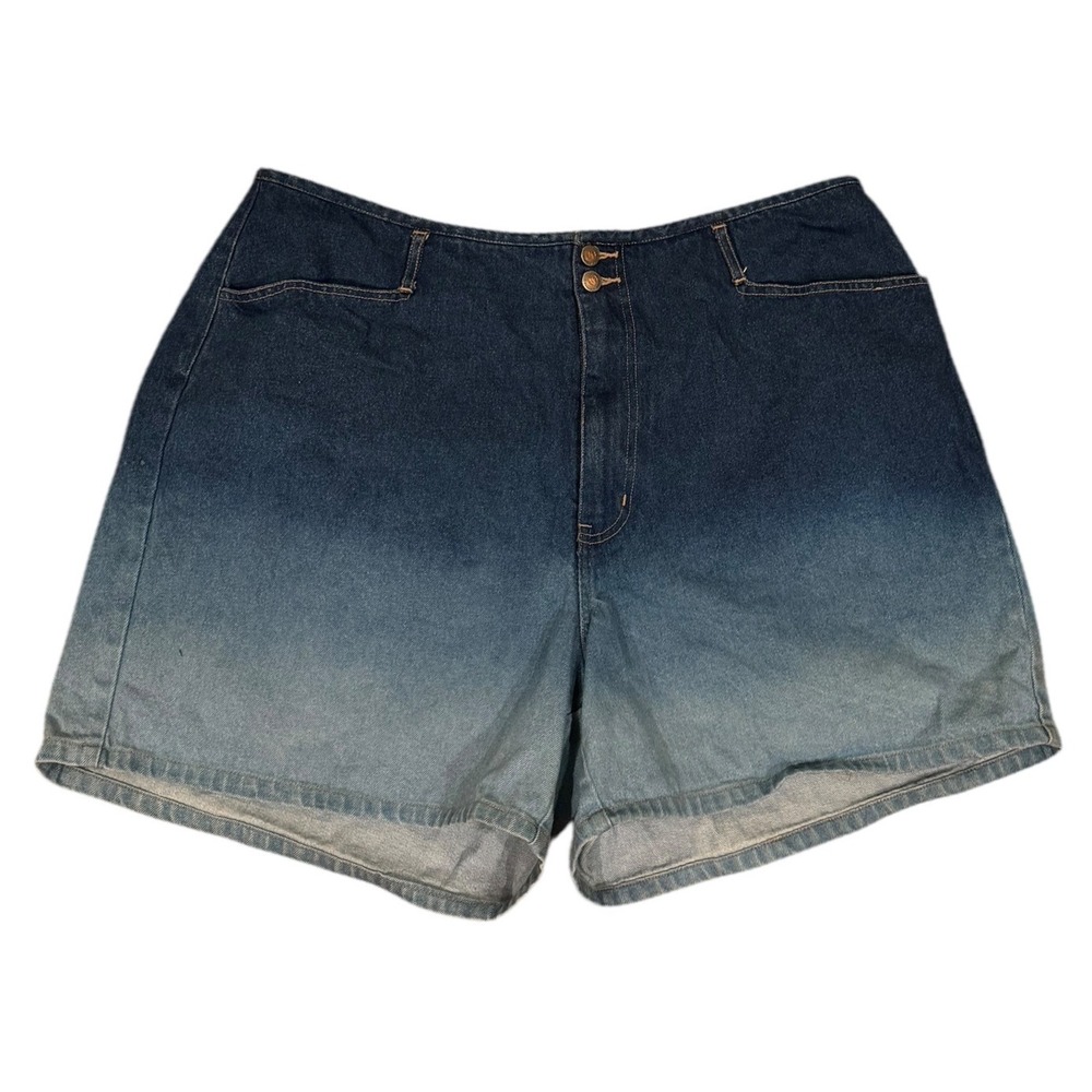 Vtg Y2K Venezia Jeans Plus Size 22 Denim‎ Shorts Blue Ombre High Waist Vintage